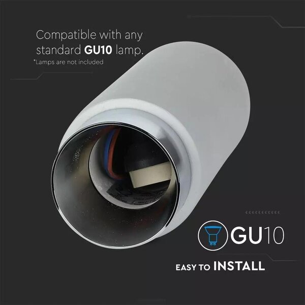V-TAC GU10 LED falon kívüli lámpatest, szürke+króm - SKU 3138