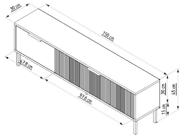 Noah TV-állvány, fehér, 150 cm – TR327ODS1318