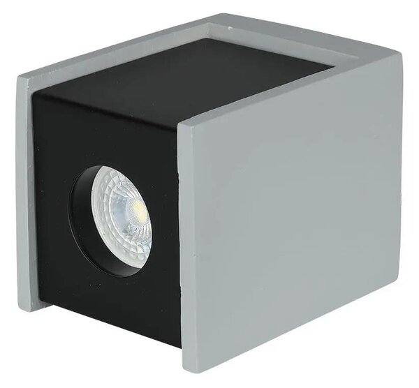 V-TAC GU10 LED falon kívüli lámpatest, szürke+fekete - SKU 3143