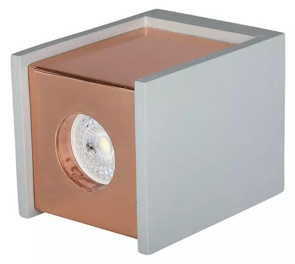 V-TAC GU10 LED falon kívüli lámpatest, szürke+rózsaarany - SKU 3141