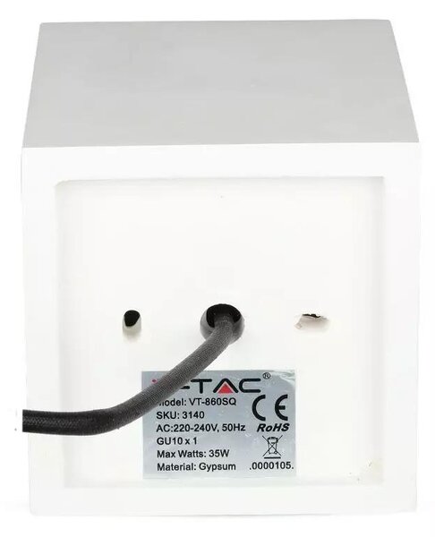 V-TAC GU10 LED falon kívüli lámpatest, fehér+fekete - SKU 3140