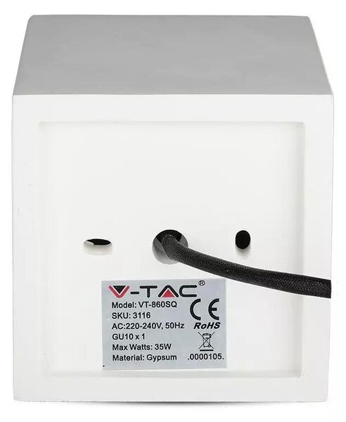 V-TAC GU10 LED falon kívüli lámpatest, fehér+króm - SKU 3116