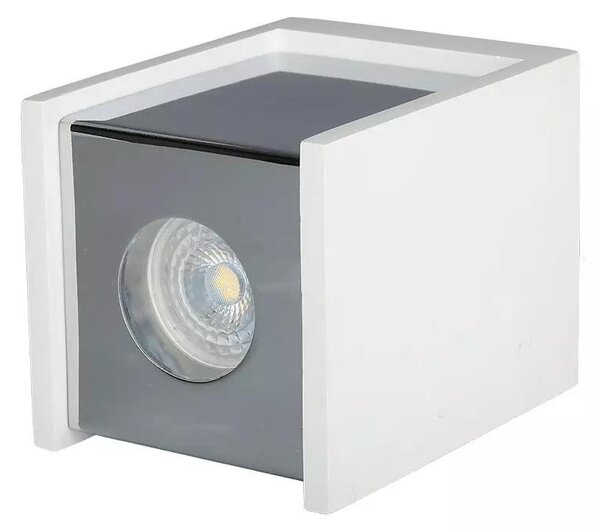 V-TAC GU10 LED falon kívüli lámpatest, fehér+króm - SKU 3116
