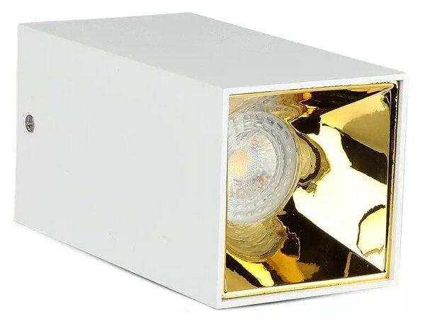 V-TAC GU10 LED falon kívüli lámpatest, fehér+arany - SKU 8586