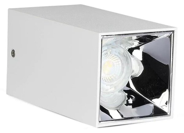 V-TAC GU10 LED falon kívüli lámpatest, fehér+króm - SKU 8585