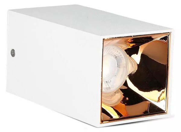 V-TAC GU10 LED falon kívüli lámpatest, fehér+rózsaarany - SKU 8587