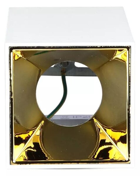 V-TAC GU10 LED falon kívüli lámpatest, fehér+arany - SKU 8586