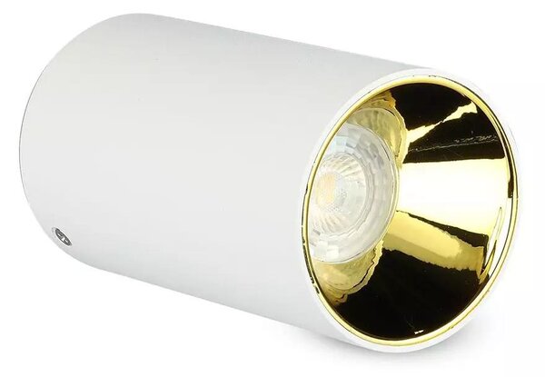V-TAC GU10 LED falon kívüli lámpatest, fehér+arany - SKU 8591