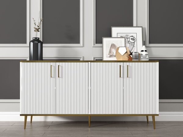 Poly komód, fehér, 150 cm