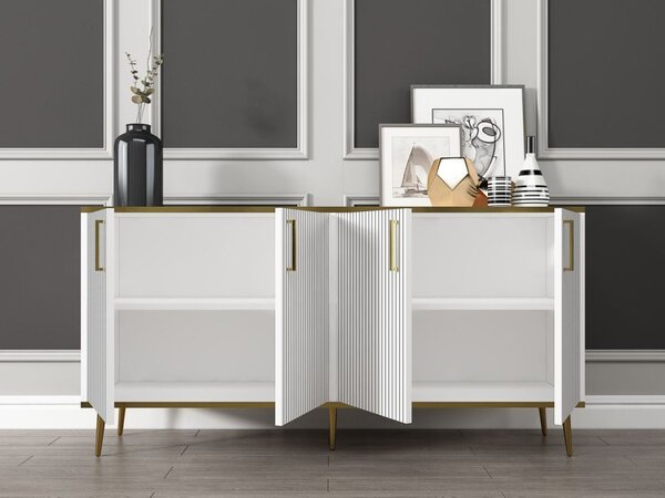 Poly komód, fehér, 150 cm
