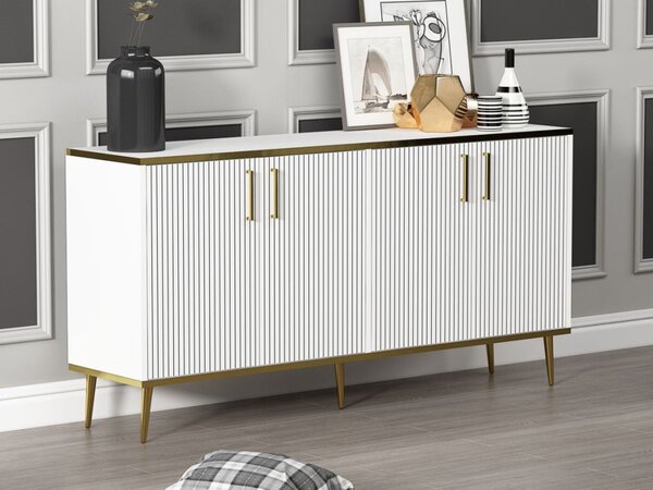 Poly komód, fehér, 150 cm