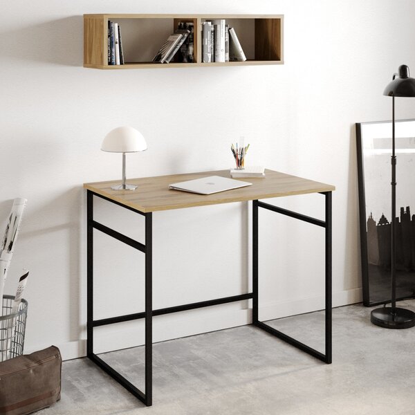Gama íróasztal, tölgy-fekete, 90 cm