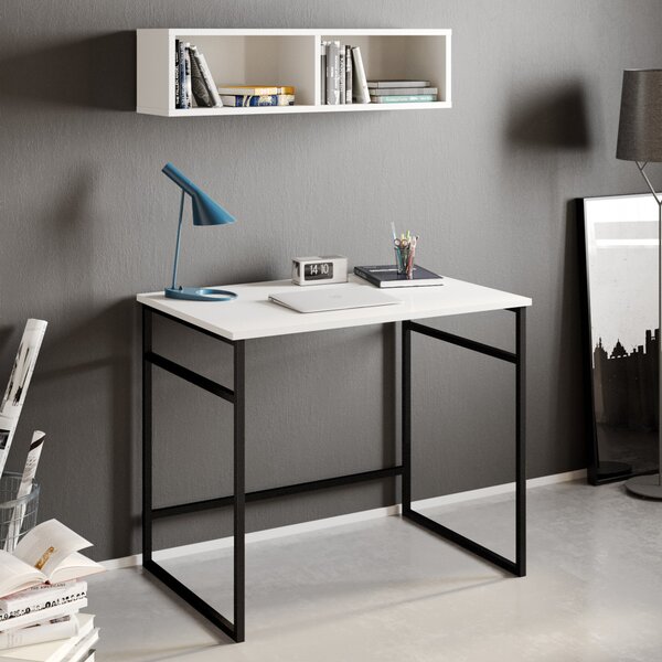 Gama íróasztal, fehér-fekete, 90 cm