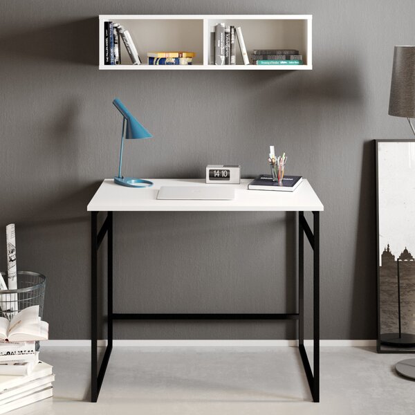 Gama íróasztal, fehér-fekete, 90 cm