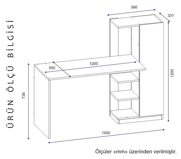 Yagiz íróasztal, fehér, 120 cm