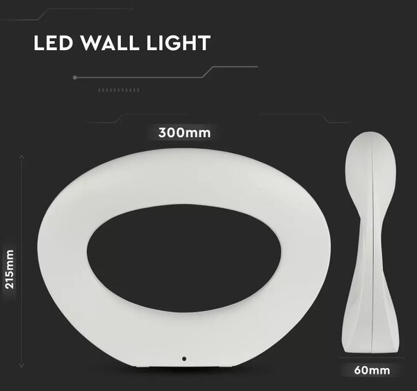 V-TAC 10W beltéri fehér fali LED lámpa meleg fehér - SKU 8307