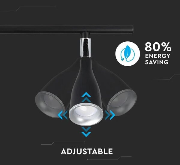 V-TAC 13.5W fekete mennyezeti LED lámpa meleg fehér - SKU 8271