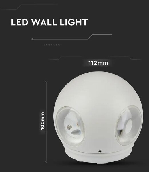 V-TAC 4W kültéri, fehér, fali LED lámpa természetes fehér - SKU 8552