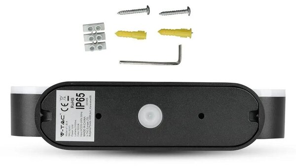 V-TAC 12W kültéri, fekete, forgatható, fali LED lámpa meleg fehér - SKU 8293
