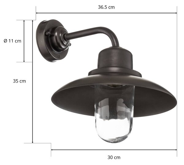 Moretti Luce Patio kültéri fali fényezett s.réz tiszta üveg, dimmelhető, Bronz / antik sárgaréz, Sárgaréz, Vidéki otthon / Rusztikus