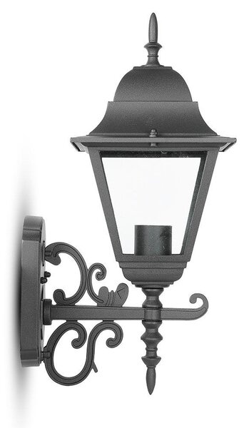 V-TAC régi stílusú, 44cm magas kültéri fali lámpa, matt fekete, E27 foglalattal - SKU 7521