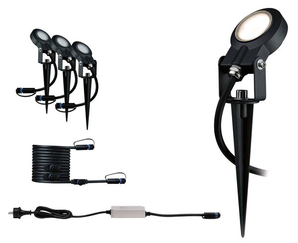 Paulmann Plug & Shine Sting 3,000K alap 3 darabos készlet, dimmelhető, Fekete, Alumínium, Modern