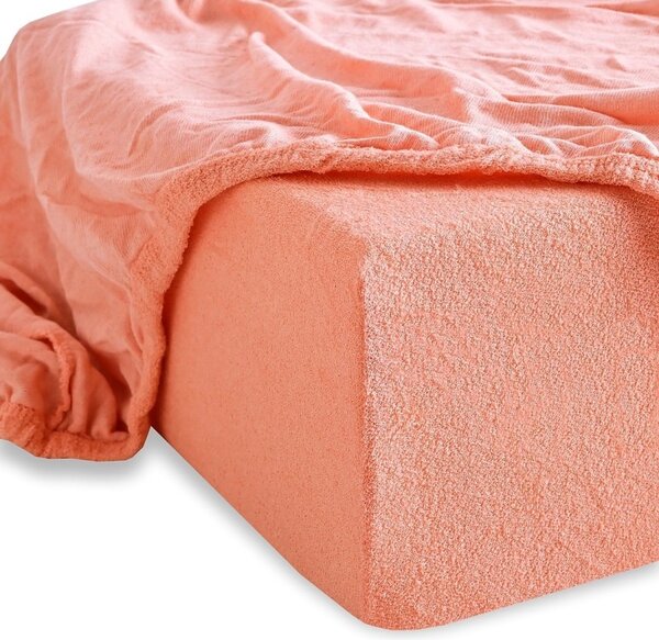 EMI barackszínű frottír gumis lepedő, 90 (100)x200-as lap