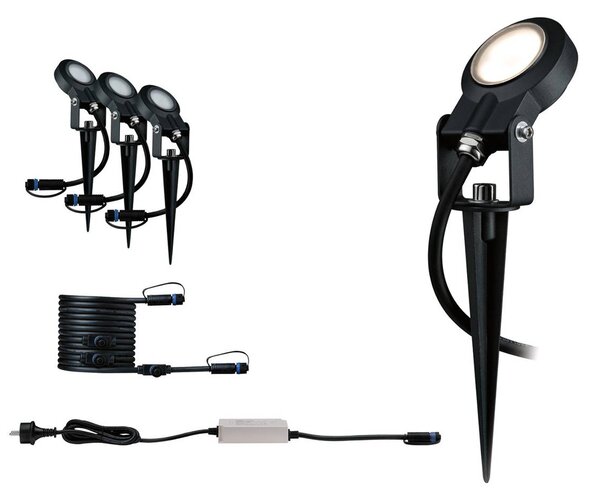 Paulmann Plug & Shine Sting 3,000K alap 3 darabos készlet, dimmelhető, Fekete, Alumínium, Modern