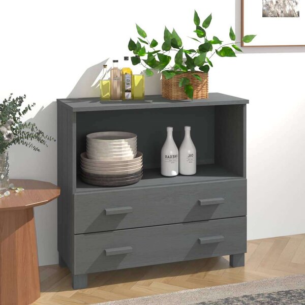 VidaXL sötétszürke tömör fenyőfa tálalószekrény 85 x 35 x 80 cm
