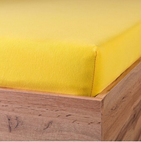 EMI sárga 100% pamutjersey gumis lepedő, 120x200-as lap