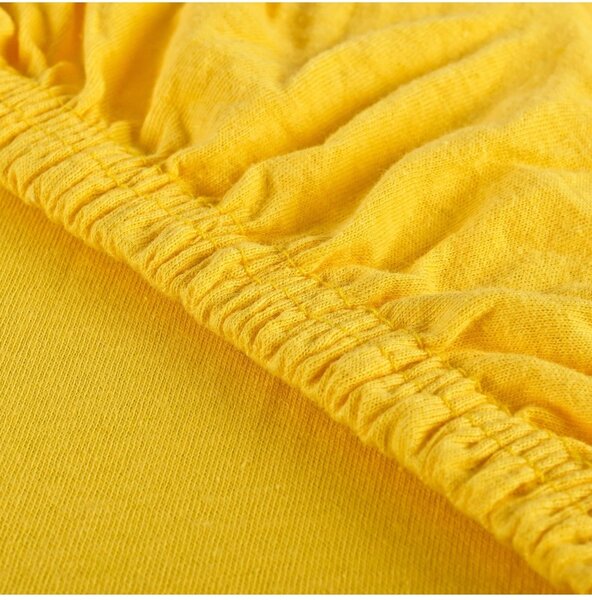 EMI sárga 100% pamutjersey gumis lepedő, 120x200-as lap