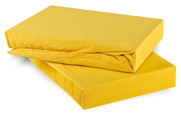 EMI sárga 100% pamutjersey gumis lepedő, 120x200-as lap