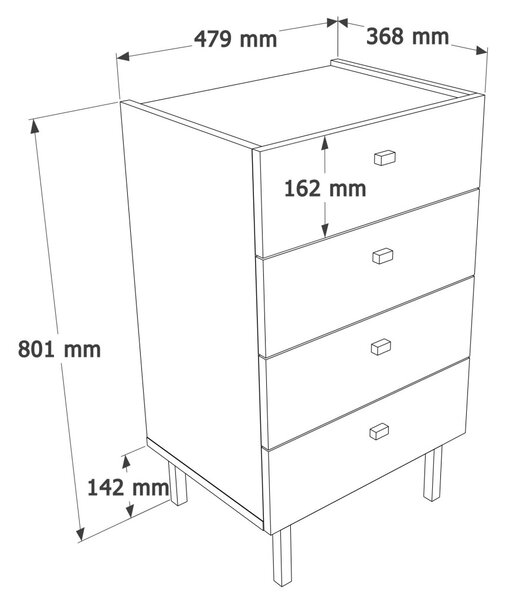 Luke komód, 47,9 cm – LK3-CS