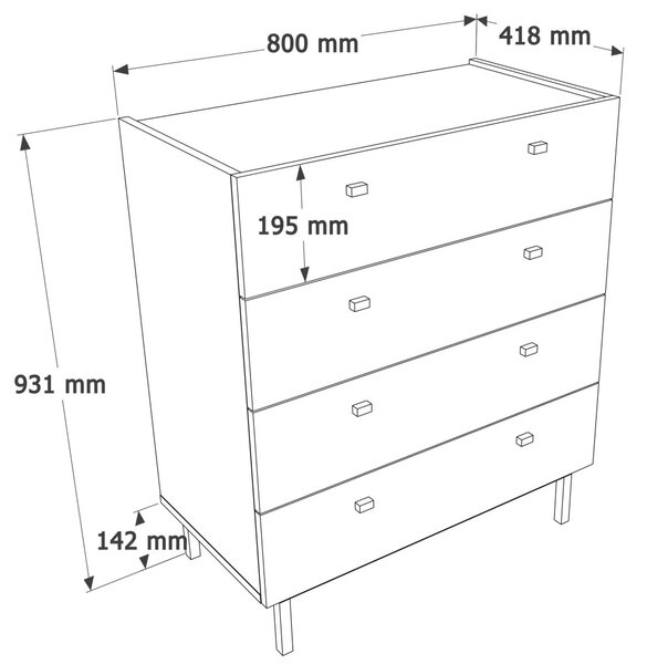 Luke komód, 80 cm – LK6-CS