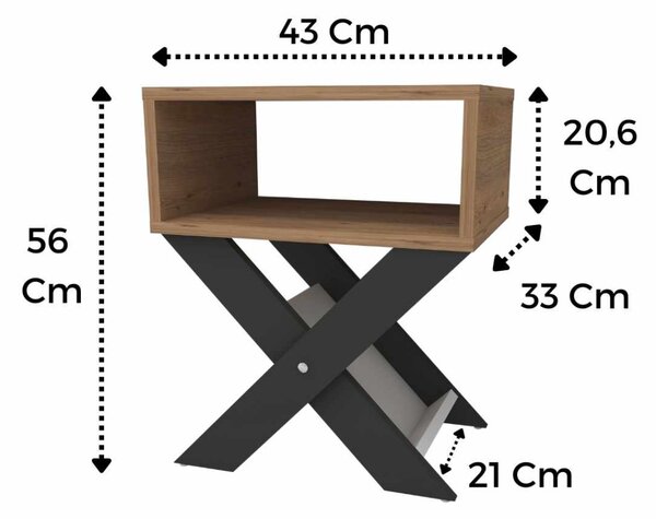 Dohányzóasztal, atlanti fenyő-antracit, 43 cm