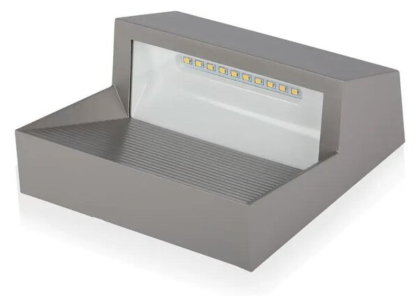 V-TAC 3W szürke LED lépcsővilágítás, szögletes, IP65, meleg fehér - SKU 1400