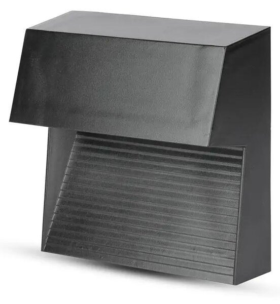V-TAC 3W fekete LED lépcsővilágítás, szögletes, IP65, meleg fehér - SKU 1398