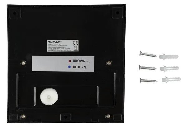 V-TAC 3W fekete LED lépcsővilágítás, szögletes, IP65, meleg fehér - SKU 1398