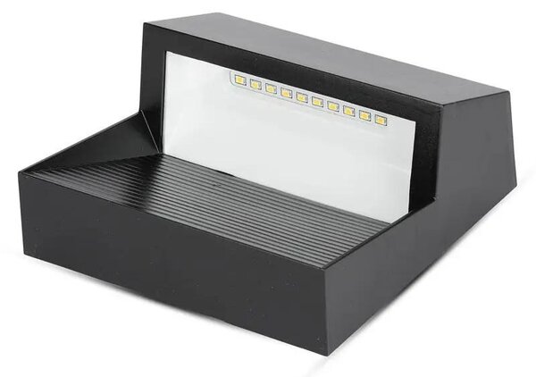 V-TAC 3W fekete LED lépcsővilágítás, szögletes, IP65, meleg fehér - SKU 1398