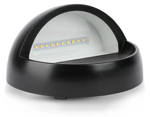 V-TAC 3W fekete LED lépcsővilágítás, kerek, IP65, meleg fehér - SKU 1404