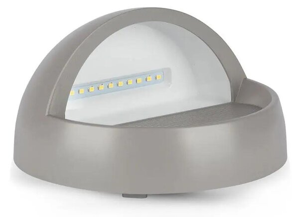 V-TAC 3W szürke LED lépcsővilágítás, kerek, IP65, meleg fehér - SKU 1406