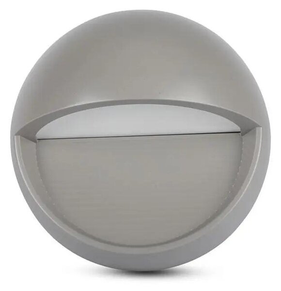 V-TAC 3W szürke LED lépcsővilágítás, kerek, IP65, meleg fehér - SKU 1406