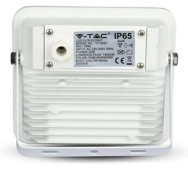 V-TAC 20W, fehér, bluetooth-os okos LED reflektor, RGB+CCT - SKU 5984