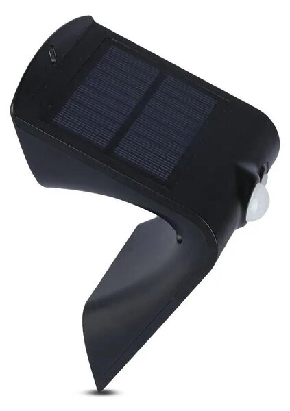 V-TAC napelemes, mozgásérzékelős LED reflektor, fekete, 1.5W természetes fehér - SKU 8277