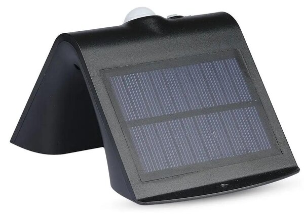 V-TAC napelemes, mozgásérzékelős LED reflektor, fekete, 1.5W természetes fehér - SKU 8277