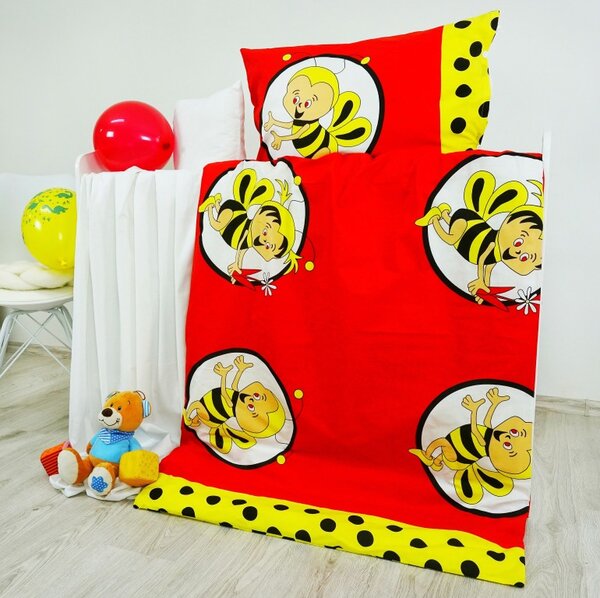 EMI méhecskés piros gyerek ágyneműhuzat, Párna 70x90