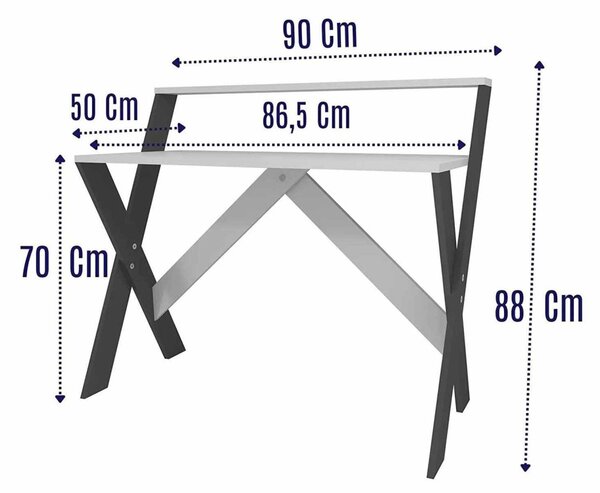 Íróasztal, antracit-fehér, 90 cm