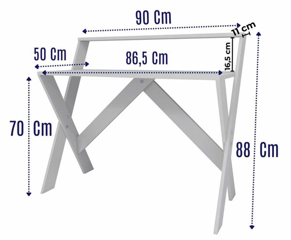Íróasztal, fehér, 90 cm