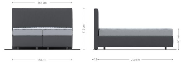 DELIFE Boxspring ágy Dream-Well 160x200 cm kordbársony bézs zsákrugós matraccal és visco topperrel