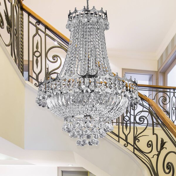 Searchlight Kristály csillár Versailles króm 55 cm, dimmelhető, Króm / ezüst, Nappali / Étkező, Kristály